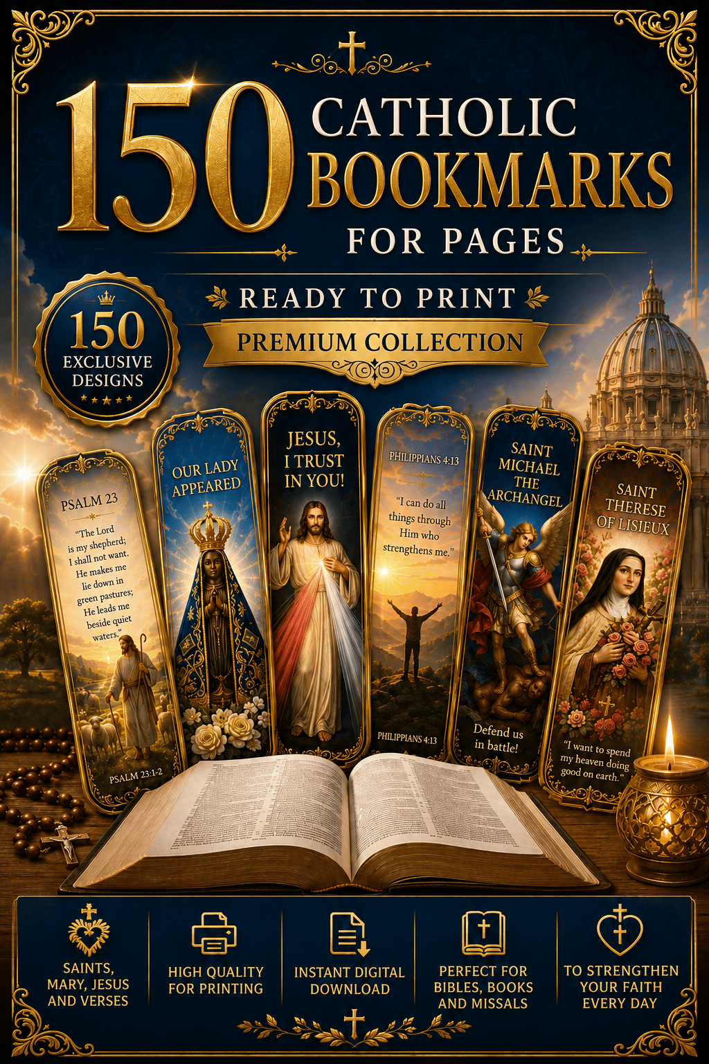 BASIC OFFER: 150 Catholic Bookmarks to Print